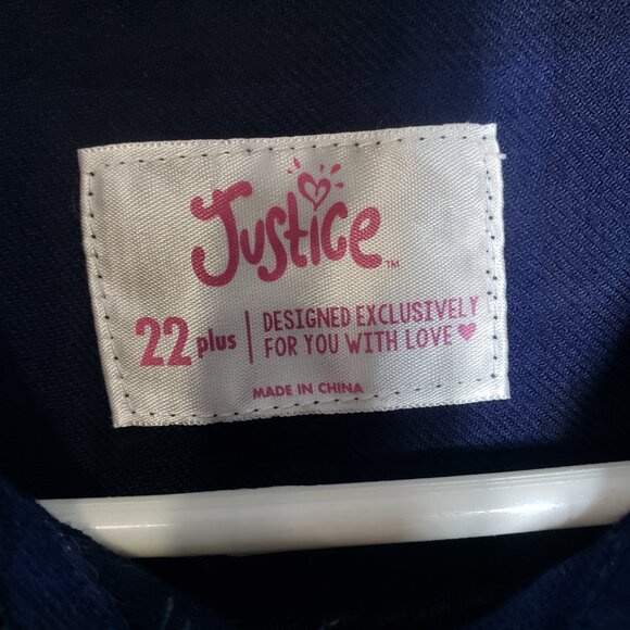 Justice plus size 22 button blue plain top - Picture 4 of 9